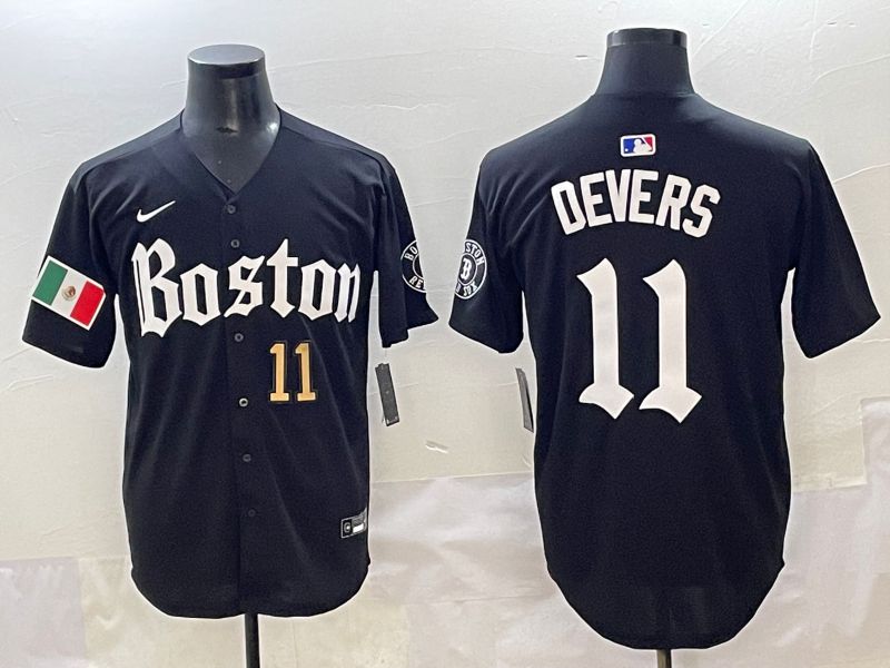 Men 2025 Boston Red Sox 11 Devers Black Five generations Joint Name Nike MLB Jersey style 4